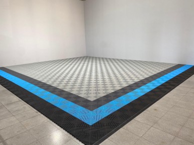 Revêtement de sol de garage clipsable gris bleu et gris foncé SquareFLOOR