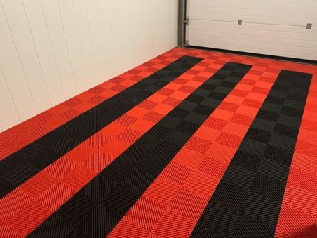 Dalles de sol de garage noir et rouge SquareFLOOR