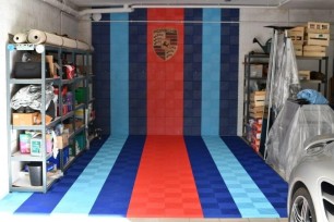 Carrelage de sol de garage clipsable PVC bleu vif SquareFLOOR