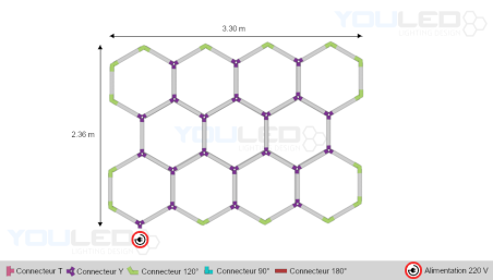 Eclairage LED 11 hexagones pour garage YOULED