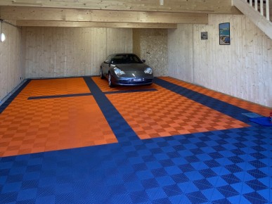 Dalle PVC garage bleu foncé SquareFLOOR