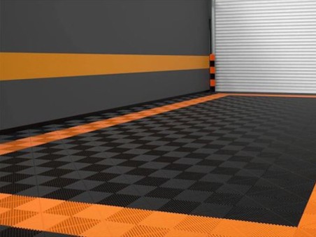 Dalles de sol de garage noir et orange SquareFLOOR