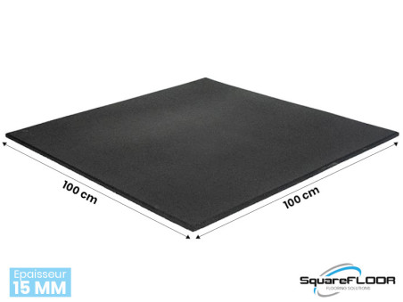 Dalle caoutchouc amortissante pour salle de sport 1m2 RUBBER PRO 15mm
