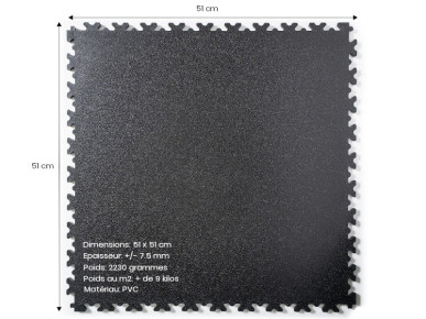 Dalle de sol PVC clipsable noir épaisseur 7 mm