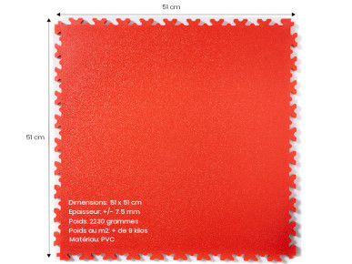Tuile de sol PVC rouge clipsable épaisseur 7 mm