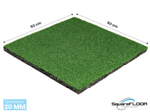 Dalle caoutchouc amortissant avec gazon artificiel RUBBER GRASS 20 mm