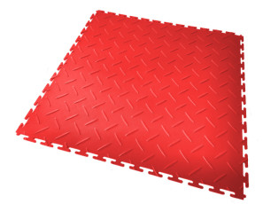 Dalle de sol PVC garage antidérapant rouge SquareFLOOR