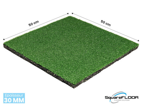 Dalle de sol en caoutchouc amortissant avec gazon artificiel en surface épaisseur 30 mm