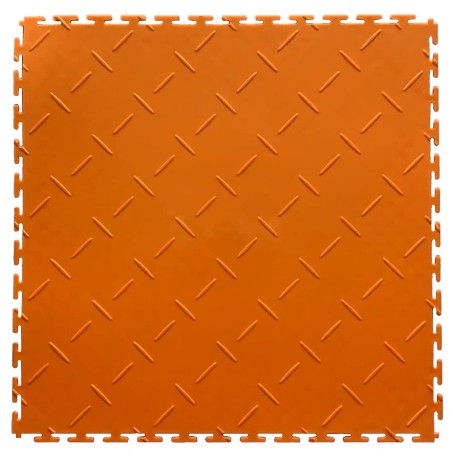 Dalle de sol PVC garage clipsable orange antidérapant SquareFLOOR