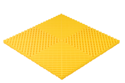 Dalle de sol clipsable ajourée en polypropylène de couleur jaune vif
