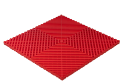 Dalle de sol clipsable ajourée en polypropylène de couleur rouge sport RAL 3020